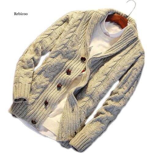 Men Sweater Zip Casual Long Sleeve Slim Pocket Fit Jacket Coat Jumper Mens Wear Sweaters Cardigans Autumn Winter