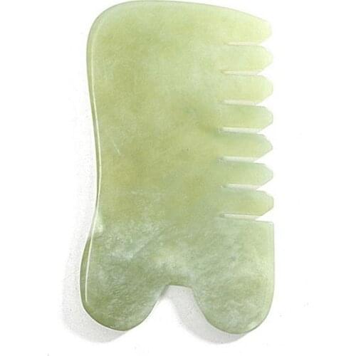 Natural Jade Stone Comb Guasha Gua Sha Board Comb Shape Massage Hand Massager Relaxation Comb Health Care