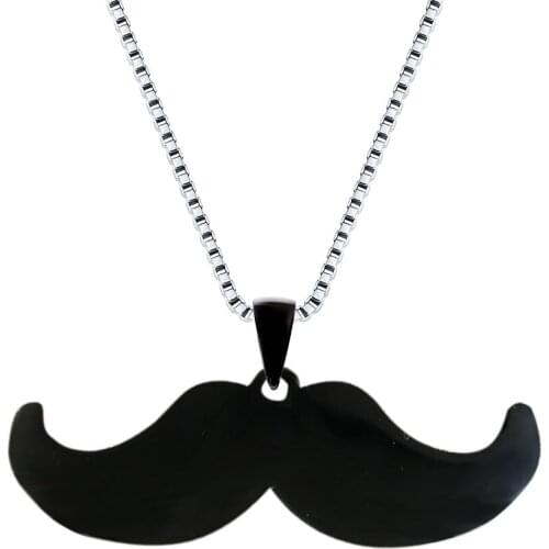 New Style Stainless Steel Funny Moustache Pendant Necklace Black Color Men Jewelry Fashion Charm For Gift