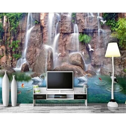 Beibehang Home interior papel de parede 3d Vinyl wall landscape waterfall romantic 3d wall mural tv background wallpaper behang