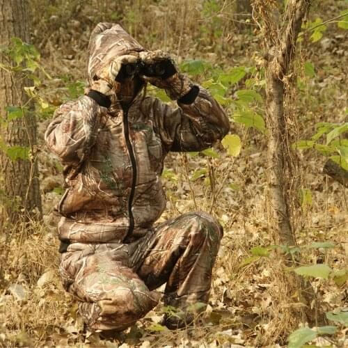 Autumn Winter Thicken Warm Fleece Bionic Camouflage Hunting Suit Jacket Pants Tactical Hiking Fishing Clothes Ghillie Suits