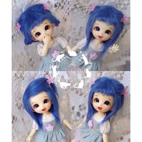[wamami] Blue Middle Long Wool Wig/Hair 1/8 Pukifee Ae Lati BJD Dollfie 14cm/5.5"