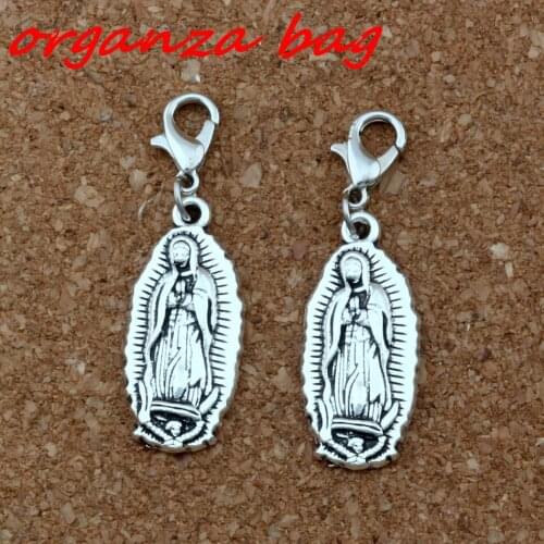 Zinc Alloy Virgin Mary Charms with Lobster clasp Fit Charm Bracelet DIY Jewelry 50Pcs/lots 12.5x41.8mm A-379b