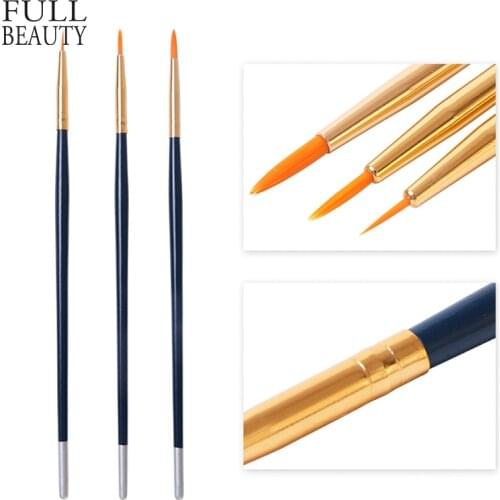 Full Beauty 3pcs 3D Flower Line Draw Nail Brush UV Gel Polish Liner Manicure Nail Art Decorations Carve Paint Pen 3 Size CH817