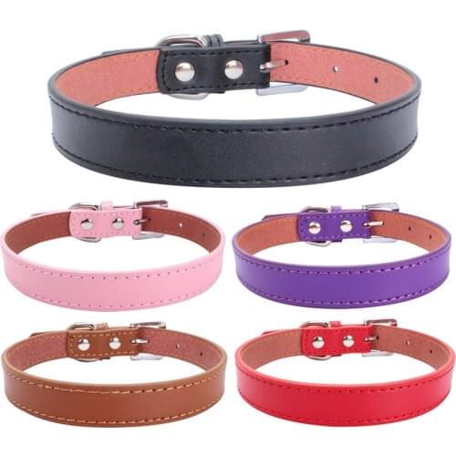 Adjustable pet leather dog collar Solid cortex puppy dog collar for small dogs kitten chihuahua cat accessories