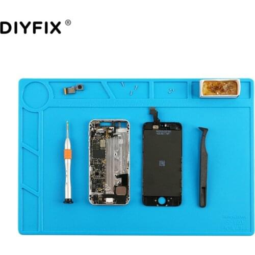 DIYFIX Heat Insulation Silicone Pad 34x23cm Desk Mat Maintenance Platform with 20cm Scale Ruler for BGA Soldering Repair Station