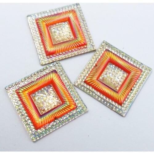 RESIN Square Shape 25mm Flatback Sew on Rhinestones AB Crystals Stones For Diy Clothes Party Dance Dress Prom Diy Craft Costumes