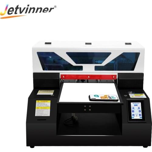 Jetvinner A4 Inkjet UV Printer Automatic Flatbed UV Printer with Epson Printhead Touch Screen for Phone Case Bottle TPU Printing