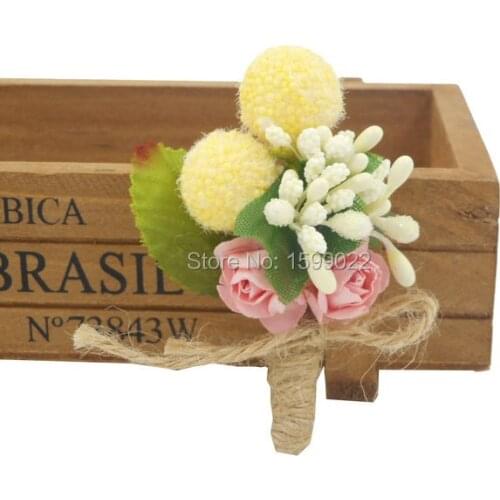 Wedding Artificial Groom Flowers Formal Banquet Groomsman Boutonniere Ivory Yellow Pink Lolita Brooch Diy Business Gift Creative