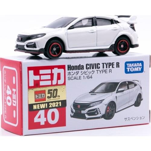 Takara Tomy Tomica No.40 Honda Civic Type R White Scale 1/64 Mini Diecast Car Model Alloy Car Toys for Boys