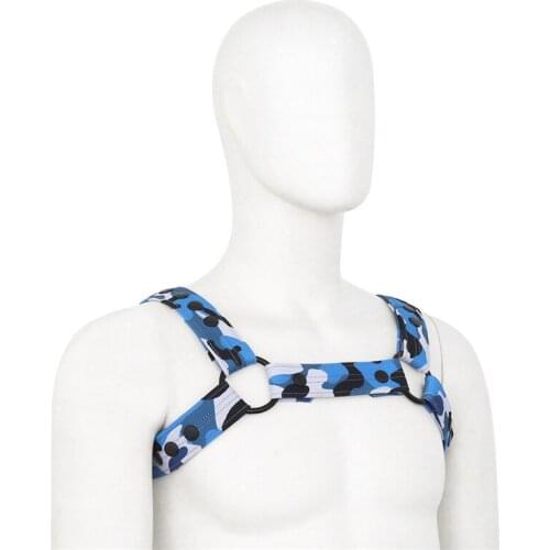 Navy Camouflage Fetish Men Harness Adjustable Exotic Tops Chest Gay Harness Belts Strap Rave Costume for BDSM Bondage Gay Solid