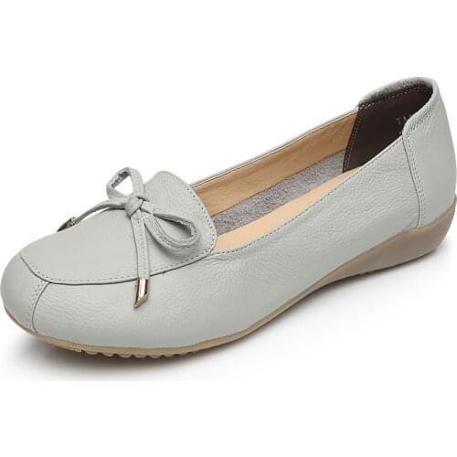 Plus Size 35-43 Women Flats New Fashion Genuine Leather Flat Shoes Woman Comfort Soft Single Shoes Women Shoes