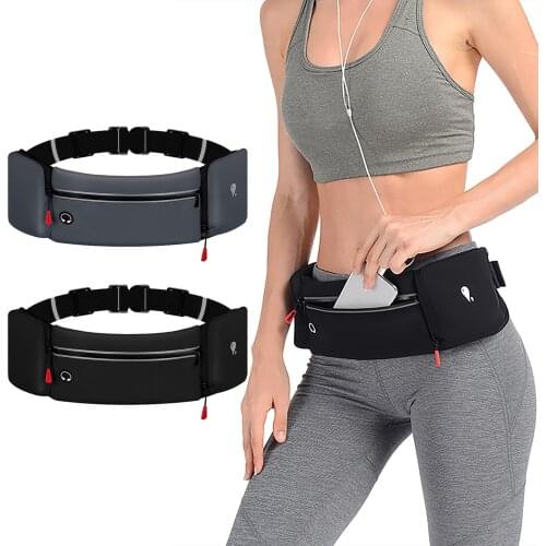Running Belt Bag No Bounce Large Pocket Water Resistant Waist Pack with Foldable Water Bottle Holder