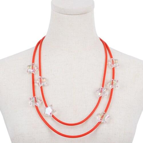 YD&YDBZ DIY Star Bead Pendant Necklaces For Women Fashion Design Double Layer Rubber Necklace Current Party Bar Festival Gift