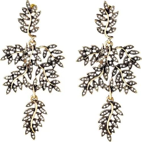 YaYi Jewelry Fashion BOHO White Glass Crystal Rhinestone Dangle Women Ancient Gold Color Wear Ear Band Long Tassel Earrings