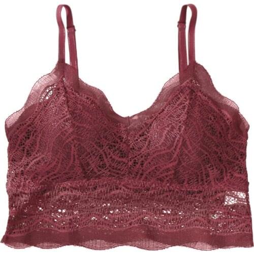 Women Sexy Push Up Wireless Lace Bra Top Sexy Bralette Fitness Underwear Flower Lingerie