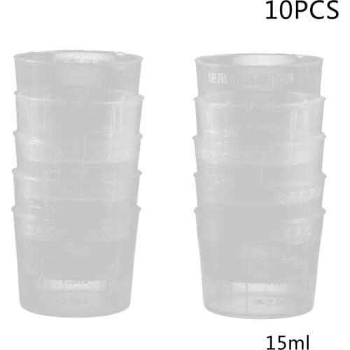 10Pcs 15ml Clear Plastic Measuring Cup Graduated Measure Beaker Measuring Medicine Cups For Lab