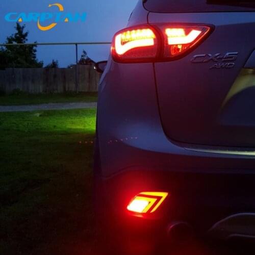 2PCS For Mazda CX-5 CX5 2013 2014 2015 2016 LED Rear Fog Lamp Car LED Bumper Light Brake Light Turn Signal Indicator Reflector