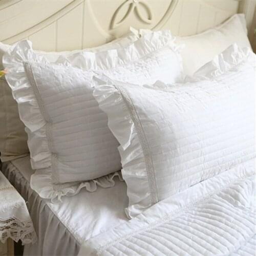 2pcs Embroidered pillow case quilt European style luxury pillowcase bedding handmade ruffle lace pillow cover no filler