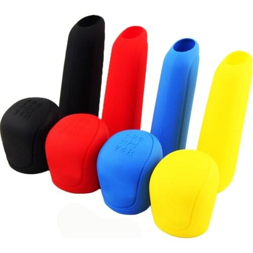 2Pcs Manual Gear Cover Shift Collars Car style Silicone Gear Head Handbrake Car Hand Brake Covers Case Shift Knob Cover