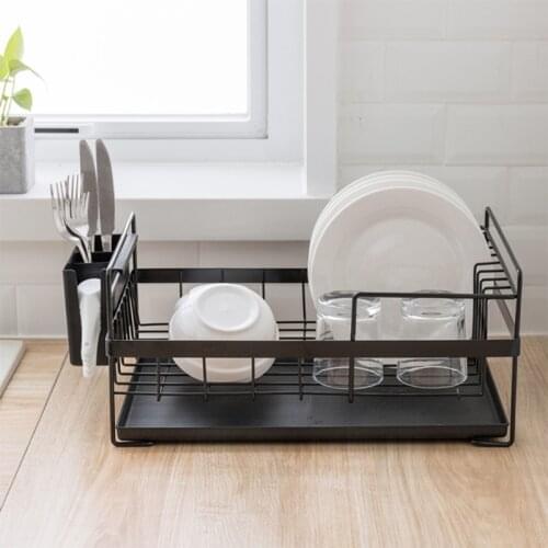 2-Tier Dish Drying Rack Stainless Steel Dish Rack with Drainboard Swivel Spout