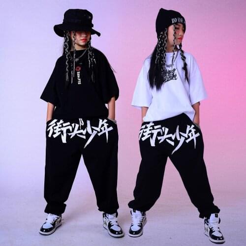 2021 Jazz Performance Costumes Summer Loose Crop Tops Hiphop Pants Boys And Girls Hip Hop Dance Practice Rave Clothes DQS7498