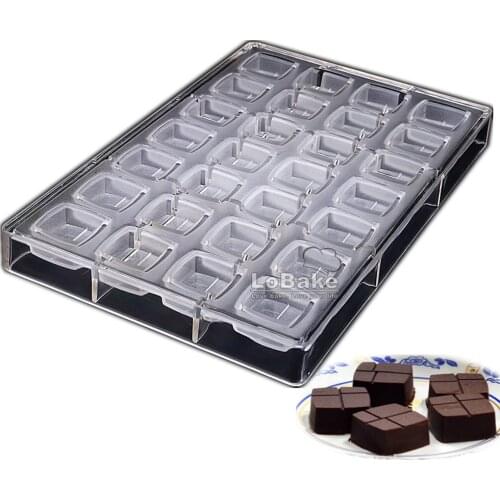 28 cavities Square Cube Shape PC Polycarbonate Chocolate Mold Candy Mould Fondant Candy Making Molds DIY Bakery Accessories