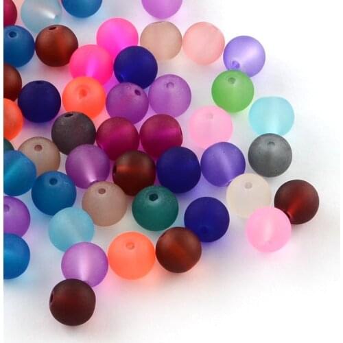 4/6/8/10mm 100pcs/bag Mixed Color Round Transparent Frosted Glass Beads DIY Jewelry Making Hole: 1mm