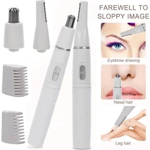 4 in 1 Mens Face Hair Removal Kit Ear Nose Trimmer Electric Eyebrows Nose Sideburns Hair Cutter Shaver Battery Powered 824