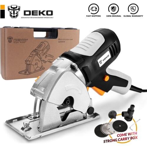 DEKO QD6908 Chainsaw, Electric Chainsaw, 4 Blades, Electric saw with personal security system, Cordless close cutting