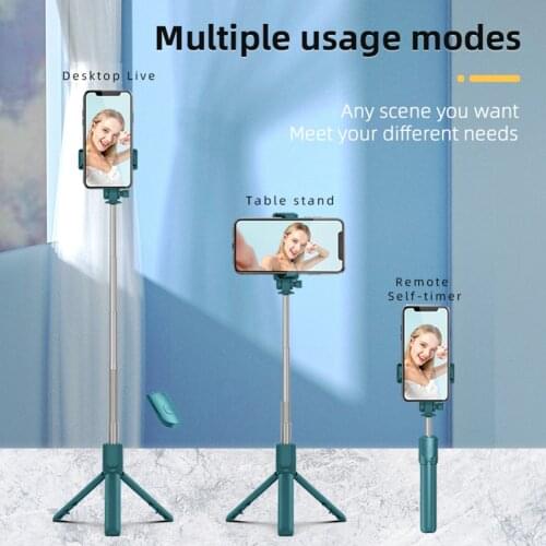 Wireless Bluetooth Selfie Stick Aluminum Alloy Telescopic Pole Smart Phone Handheld Selfie Stand Tripod All-in-one Desktop Stand
