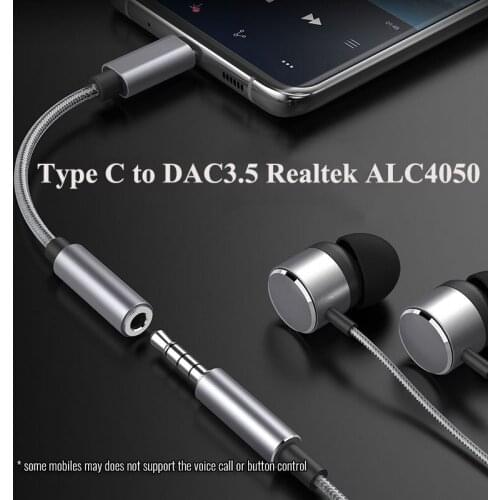 USB Type C DAC to 3.5mm Digital Audio Converter HiFi Decode for Android Windows10 Support PCM 32bit384KHz USBC to 3.5mm Earphone