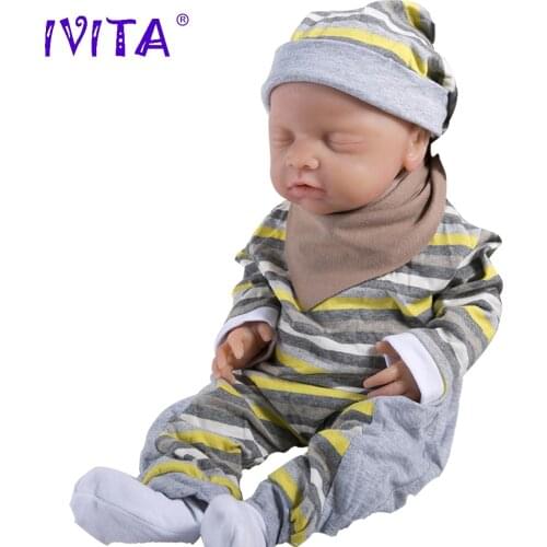 [shipping From US & CN] IVITA WG1514 18inch Silicone Babies Dolls Girl Eyes Closed Alive Real Reborn Baby Soft Realistic Toys