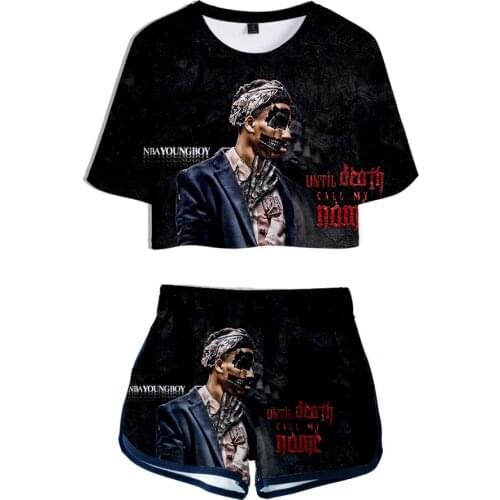 Salute to Hip hop Rapper Youngboy Never Broke Again 3D Two Pieces sets Women Fashion girl Casual T-shirt+shorts Clothes