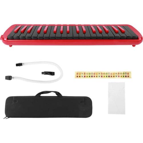 Melodica 37 Keys Piano-Style Melodica with Key Stickers Double Mouthpieces Tubes Carrying Case Gift for Beginners Adults