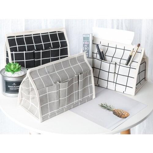 Cotton Linen Tissue Box Multi-Function Desktop Organizer Napkin Holder Storage Box Boite Mouchoir