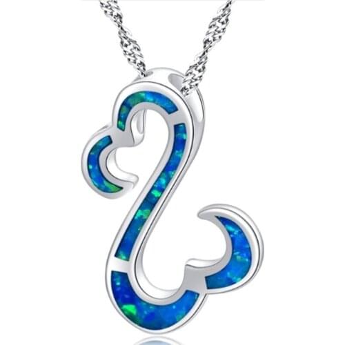 Fashion classic blue white purple Fire Opal Pendant Necklace women chain jewelry Valentines Day special gift wholesale