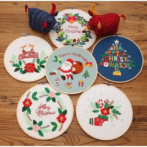 Christmas Embroidery Kits for Beginners Embroidery Starter Kits Christmas Series Embroidery Pattern Craft Kit English Manual