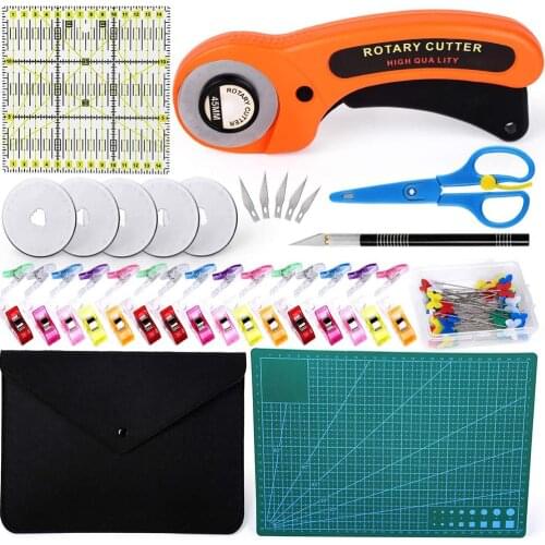 Rotary Cutter Kit,Rotary Cutter&Mat,Patchwork Ruler,Carving Knife,Storage Bag,Rotary Cutter Tool Kit for Fabric Sewing Quilting