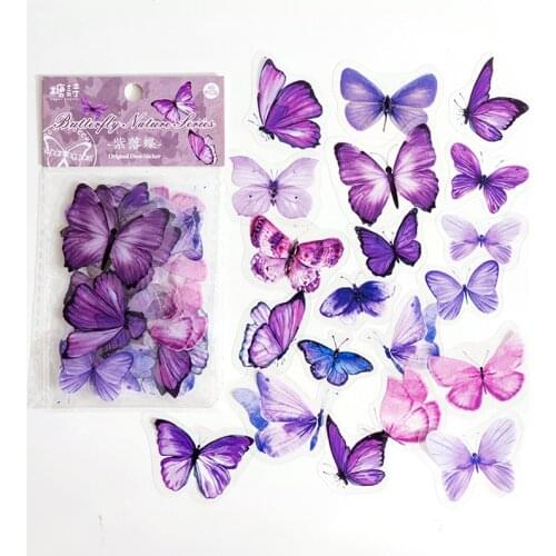 40PCS /Bag Purple Flowers & Plants Paper Sticker Adhesive Craft Notebook Computer DIY Decoration