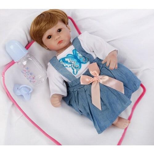 18 Inch New Hot Spot Simulation Doll Rebirth Doll Baby Realistic Fashion Cute Dress Up Soft Silicone Toy Early Education Toy