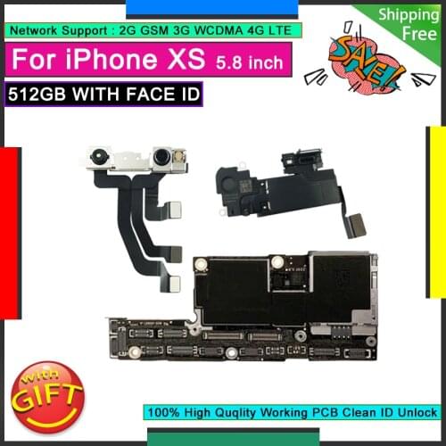 Original Motherboard Free iCloud Logic Board For IPhone XS 512GB WITH Face ID Good Working Plate Factory Unlocked Mainboard