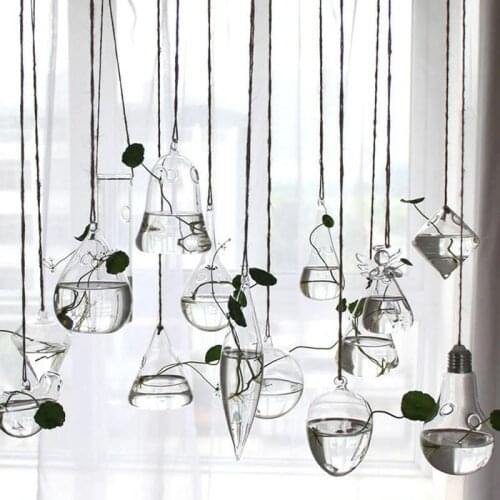 Home Planters Clear Glass Flower Plant Stand Hanging Vase Ball Terrarium Container For Garden And Home Decor