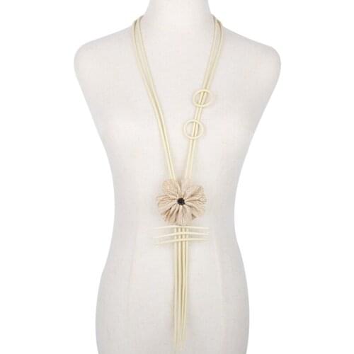 YD&YDBZ Fabric Flower Pendant Necklaces For Women Boho Rubber Bead Indian Jewelry Decoration Ethnic Night Party Accessories Gift