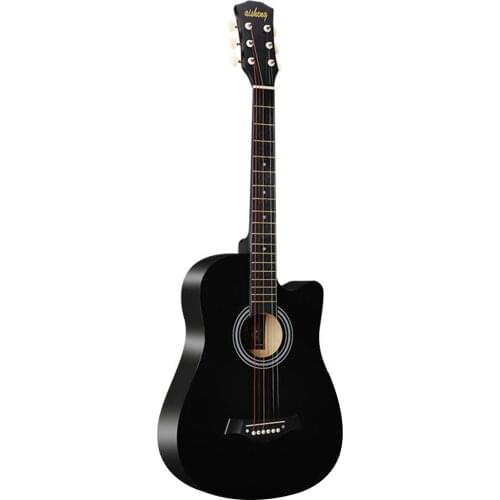 38'' Full Size Adult 6 Strings Cutaway Folk Acoustic Guitar for Students Beginners (Wood)
