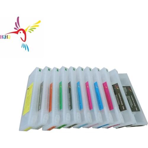 11pc/Set 700ML Empty Refillable Ink Cartridge Installed Stable Chips For Epson SureColor P7000 P9000 Printer