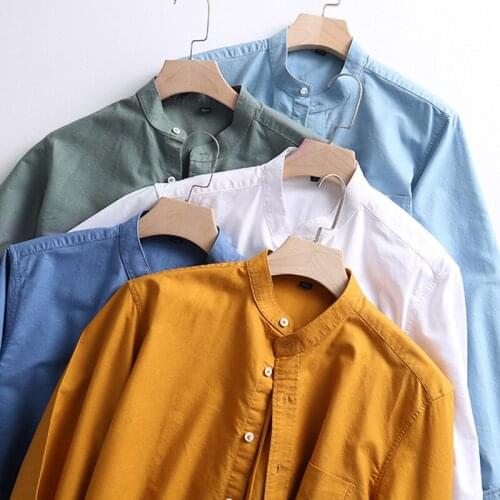Mens long sleeve shirts cotton Solid color high quality Brand casual social harajuku shirt men Spring Autumn