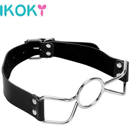 IKOKY Open Mouth Gag with O-Ring Roleplay Erotic Sex Toys for Couple Sexual SM Bondage Strap Flirting Adult Products