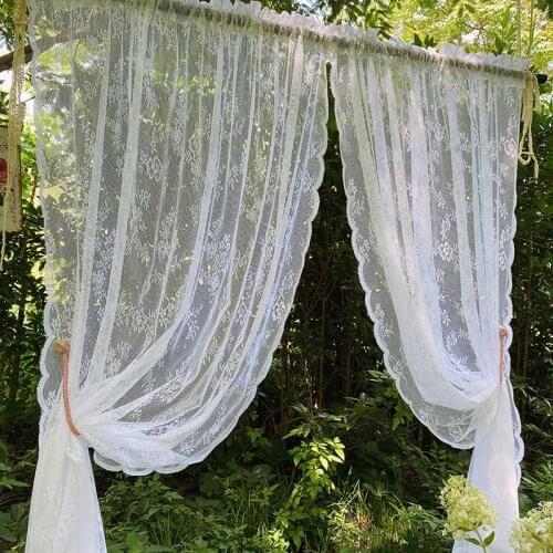 Modern White Lace Tulle for Living Room Curtains Flowers Floral Tulle Transparent Curtains Wedding Decoration Tulle Curtains