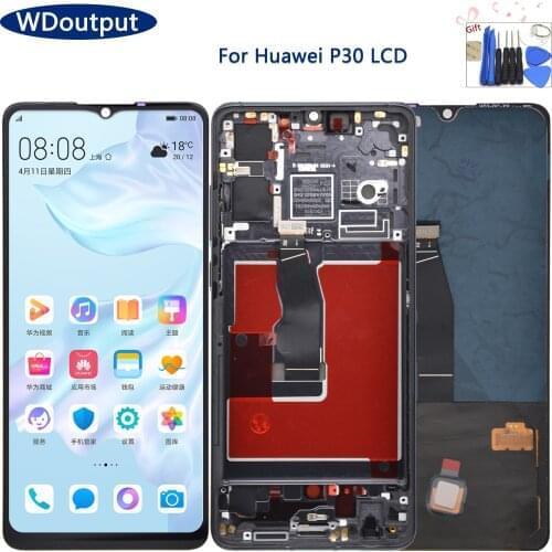 Super 6.1"AMOLED For Huawei P30 LCD ELE-L29 ELE-L09 ELE-AL00 Display10 Touches Screen Digitizer Replacement Parts Fingerprint